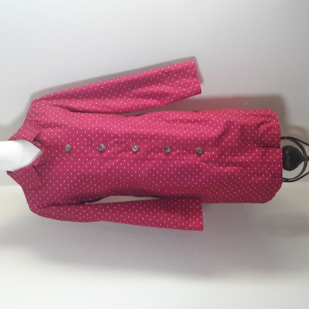 Lands End button front pink polka dot rain jacket/Trench SizeXS